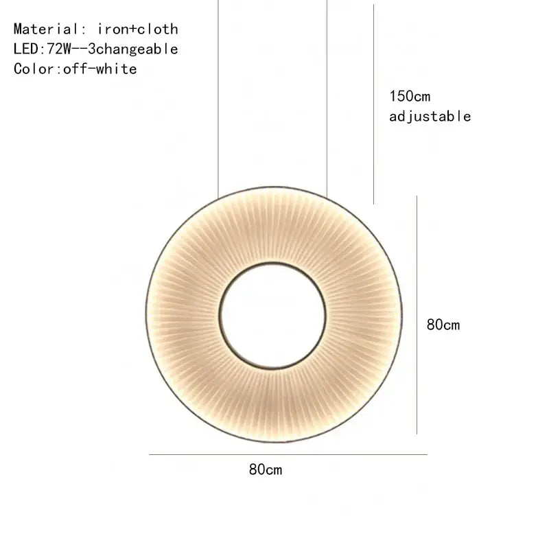 Modern textured dix heures round fabric led pendant light dining room