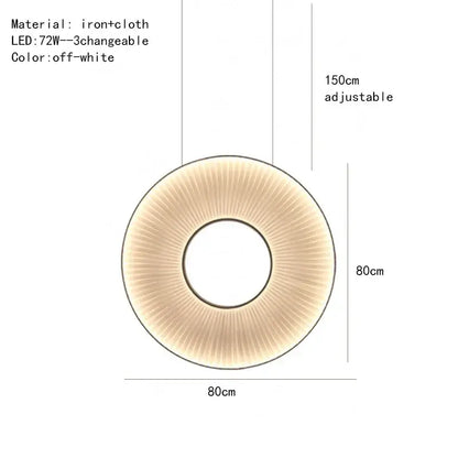 Modern textured dix heures round fabric led pendant light dining room