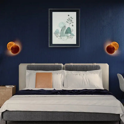 Modern textured eclipse round wall lamp for bedroom moon sconce