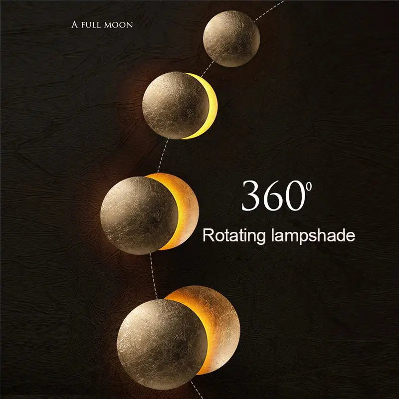 Modern textured eclipse round wall lamp for bedroom moon sconce
