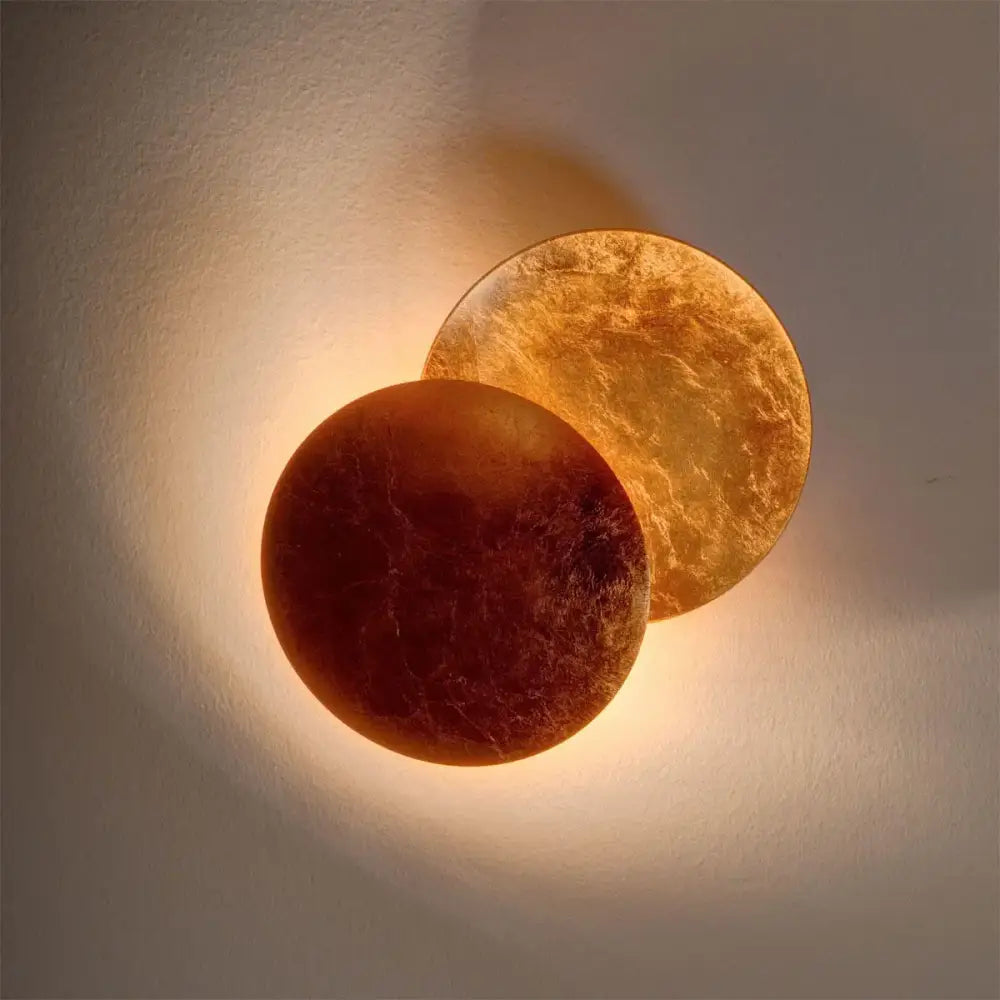 Modern textured eclipse round wall lamp for bedroom moon sconce