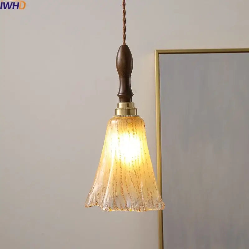 Modern textured glass copper led pendant light for kitchen dining room