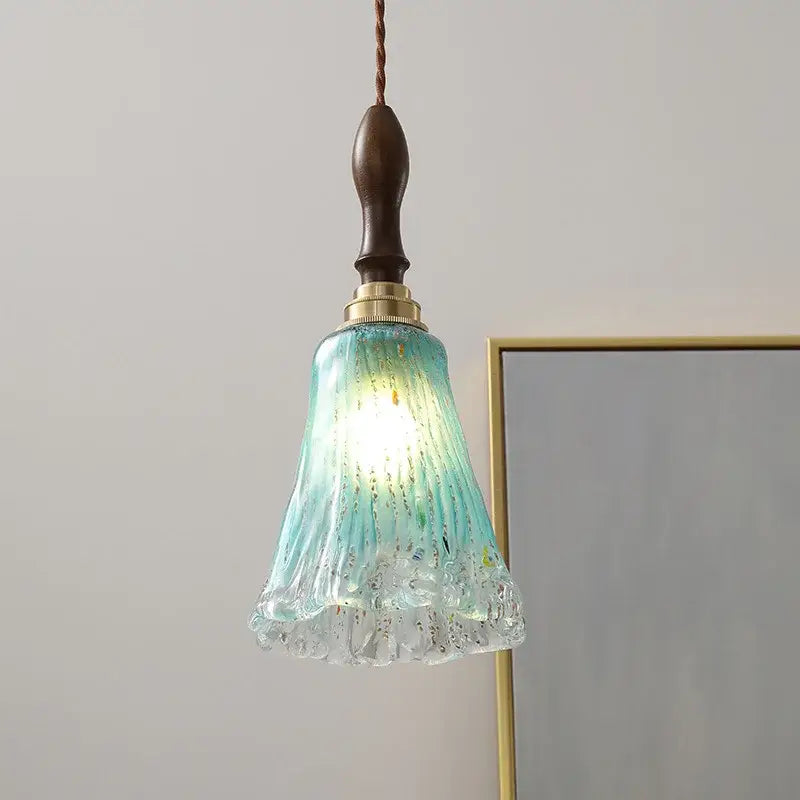 Modern textured glass copper led pendant light for kitchen dining room