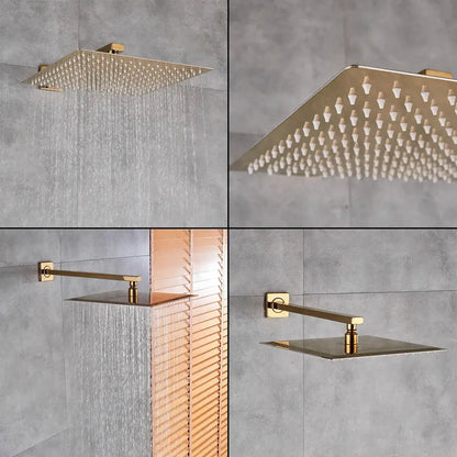 Modern textured gold rain shower faucet set bathroom wall mount