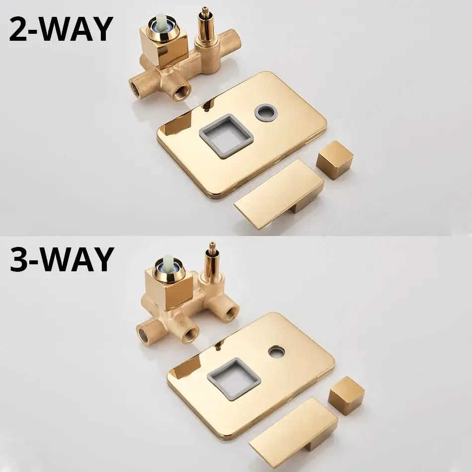 Modern textured gold rain shower faucet set bathroom wall mount