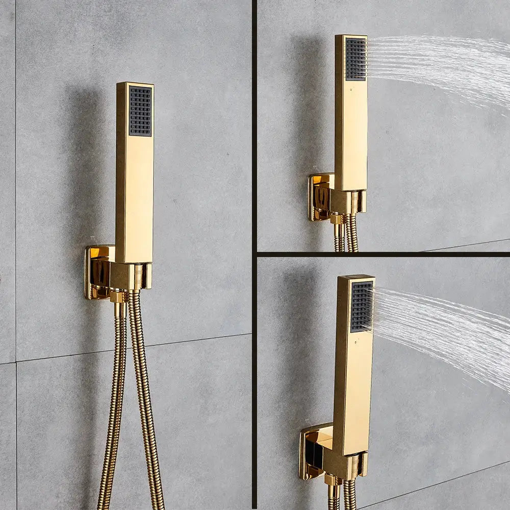 Modern textured gold rain shower set bathroom wall mounted fixtures
