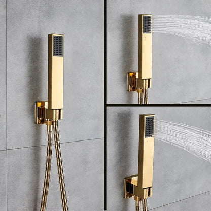 Modern textured gold rain shower set bathroom wall mounted fixtures