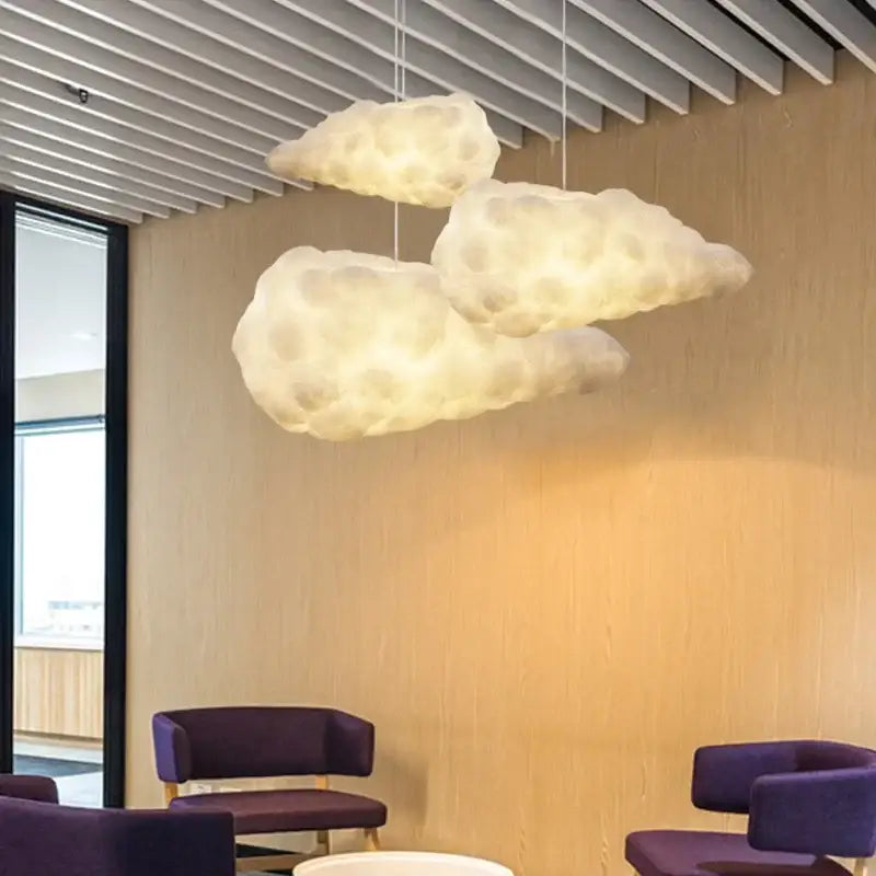 Modern textured white cloud chandelier bedroom pendant light