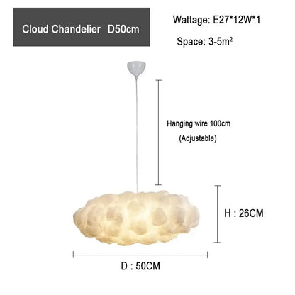 Modern textured white cloud chandelier bedroom pendant light