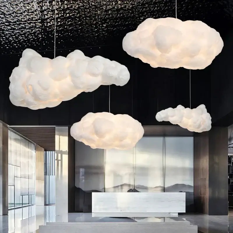 Modern textured white cloud chandelier bedroom pendant light