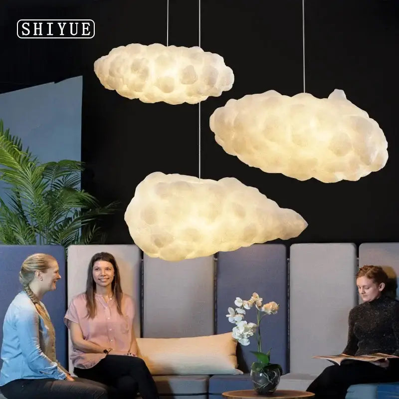 Modern textured white cloud chandelier bedroom pendant light