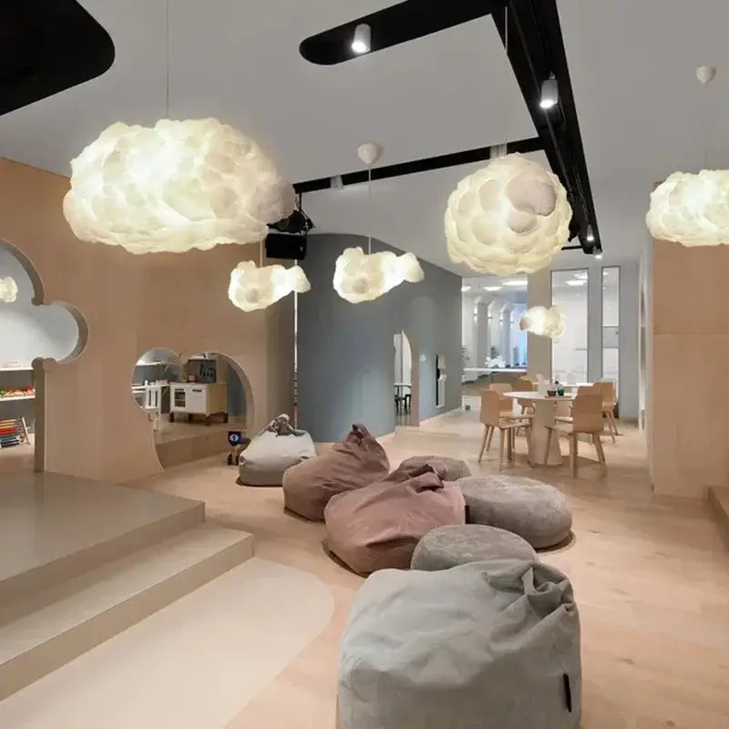 Modern textured white cloud chandelier – living room pendant light