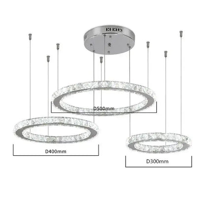 Modern three tier chrome crystal led chandelier living room