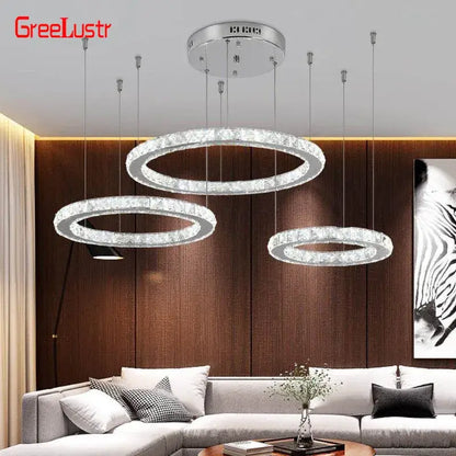Modern three tier chrome crystal led chandelier living room
