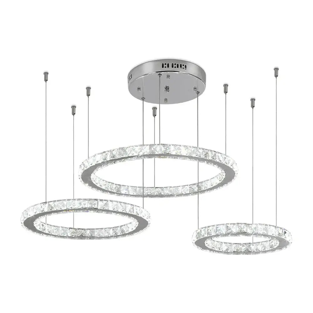 Modern three tier chrome crystal led chandelier living room