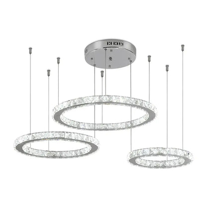 Modern three tier chrome crystal led chandelier living room