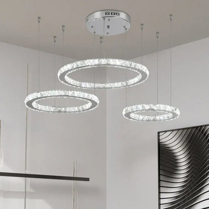 Modern three tier chrome crystal led chandelier living room