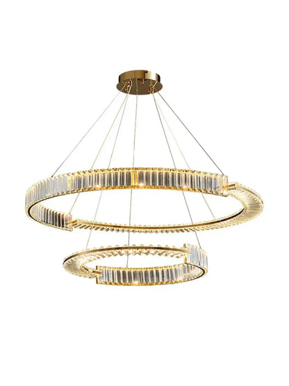 Modern three tier crystal gold ring led chandelier dining room