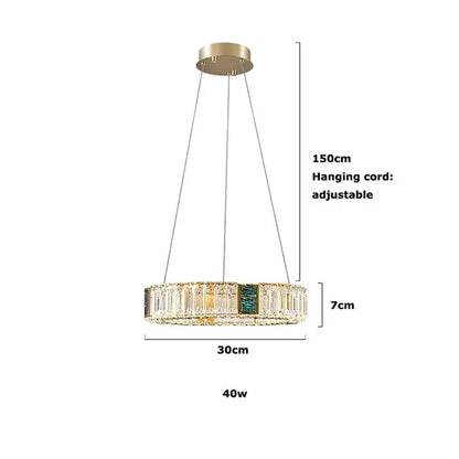 Modern three tier crystal golden led ring chandelier dining room