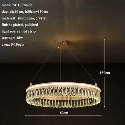 Modern three tier gold crystal led chandelier dining room light