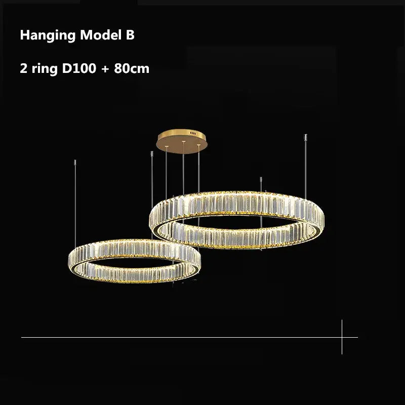 Modern three tier gold crystal led chandelier foyer pendant light