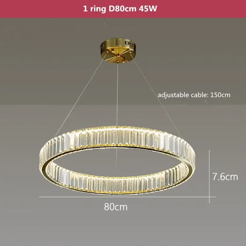 Modern three tier gold crystal led chandelier foyer pendant light