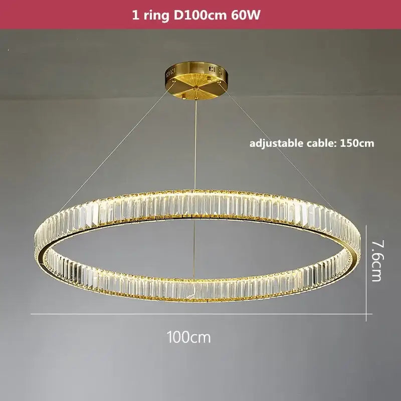 Modern three tier gold crystal led chandelier foyer pendant light