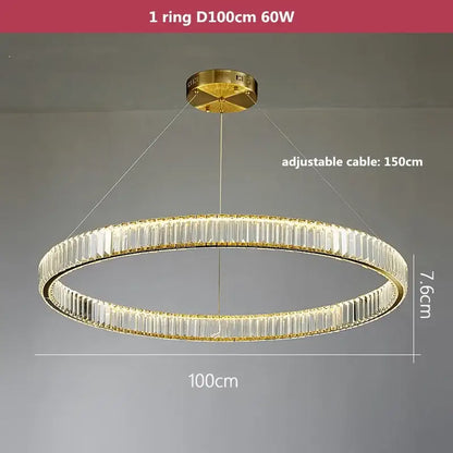 Modern three tier gold crystal led chandelier foyer pendant light