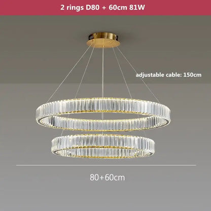 Modern three tier gold crystal led chandelier foyer pendant light