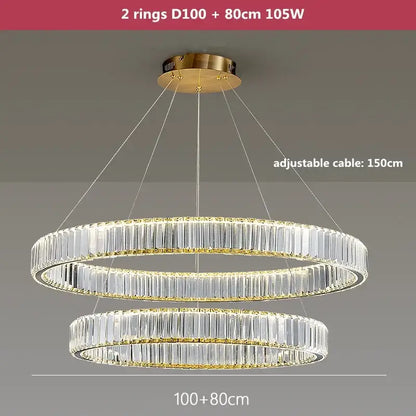 Modern three tier gold crystal led chandelier foyer pendant light