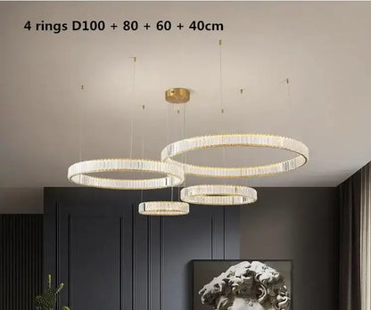 Modern three tier gold crystal led chandelier foyer pendant light
