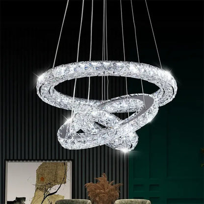 Modern three tier spiral crystal led chandelier dining room light