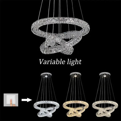 Modern three tier spiral crystal led chandelier dining room light