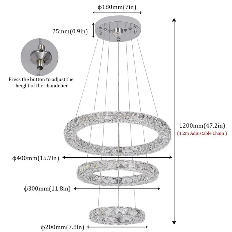 Modern three tier spiral crystal led chandelier dining room light