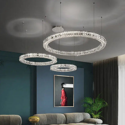 Modern three tiered crystal led chandelier living room