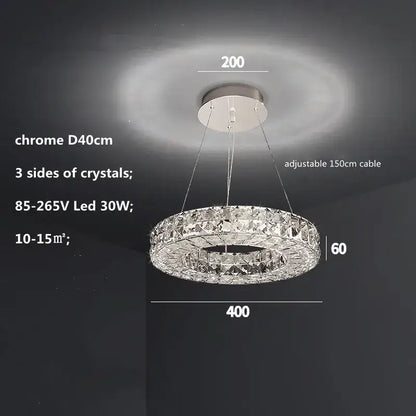 Modern three tiered crystal led chandelier living room