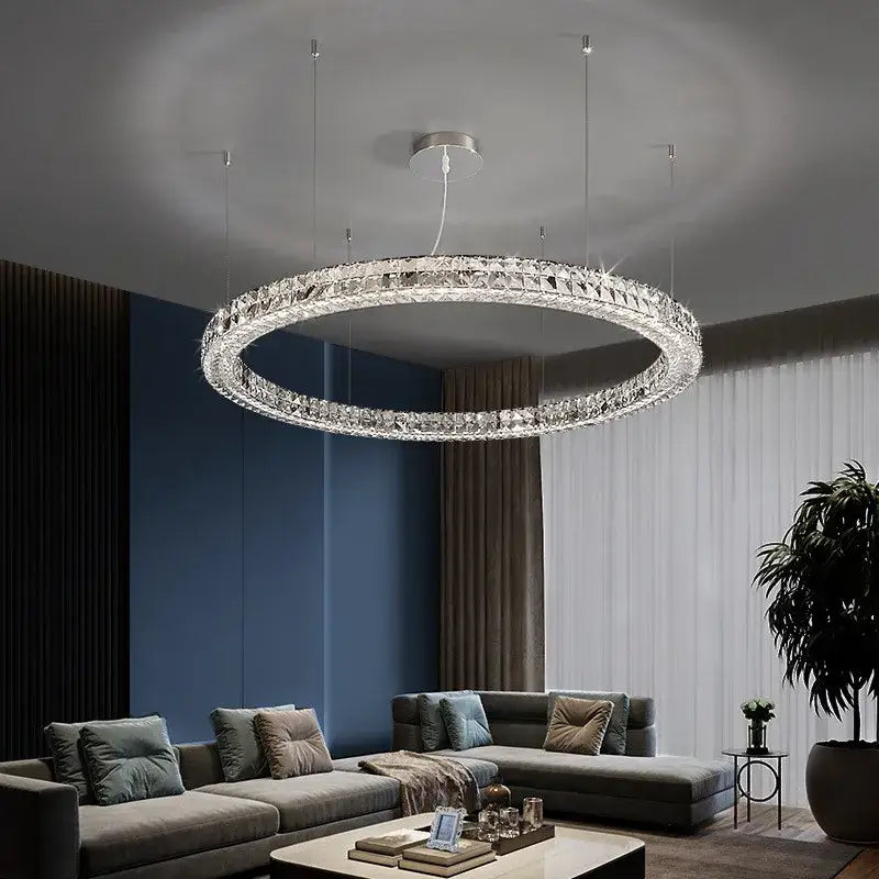Modern three tiered crystal led chandelier living room