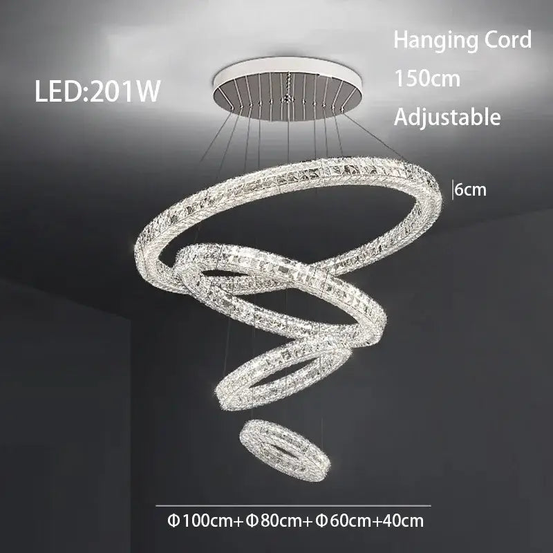 Modern three tiered crystal led chandelier living room