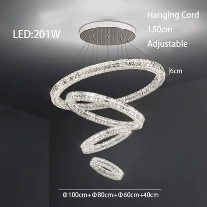 Modern three tiered crystal led chandelier living room