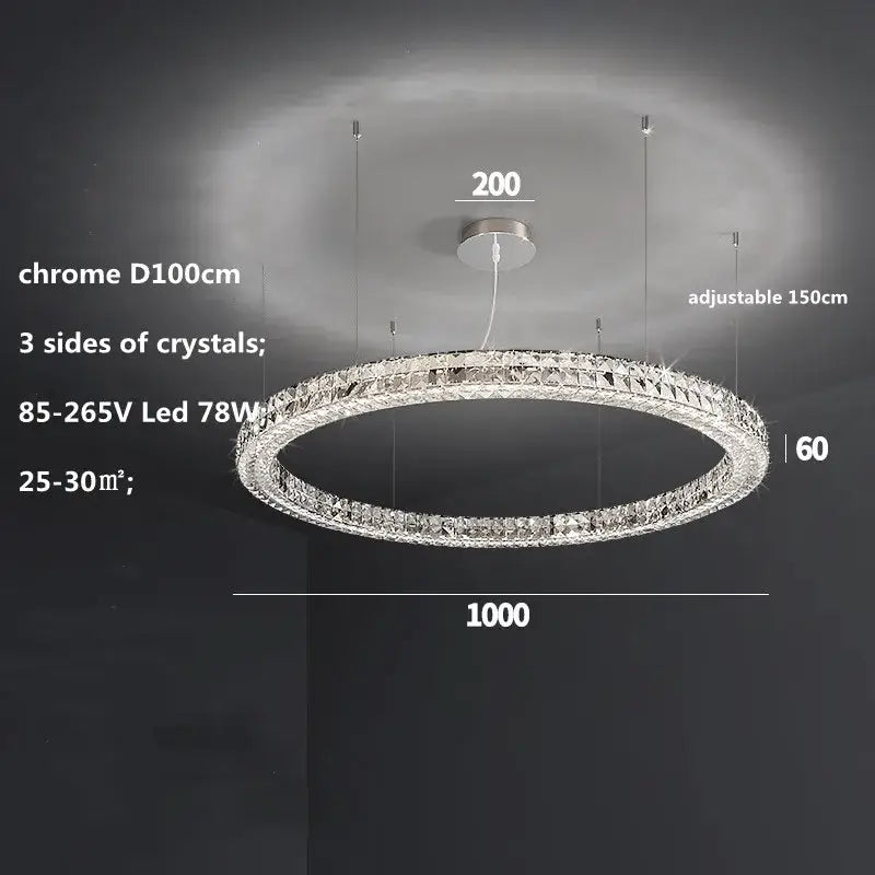 Modern three tiered crystal led chandelier living room