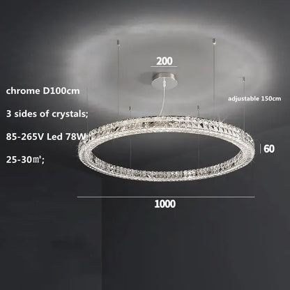 Modern three tiered crystal led chandelier living room