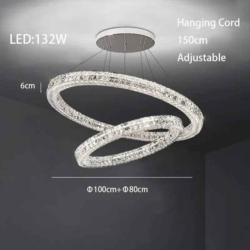 Modern three tiered crystal led chandelier living room