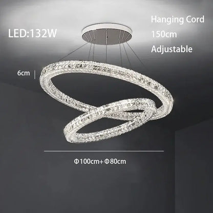 Modern three tiered crystal led chandelier living room