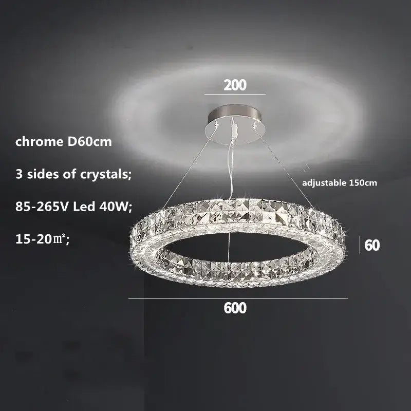 Modern three tiered crystal led chandelier living room