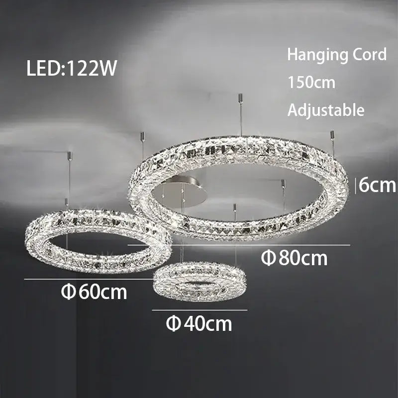 Modern three tiered crystal led chandelier living room
