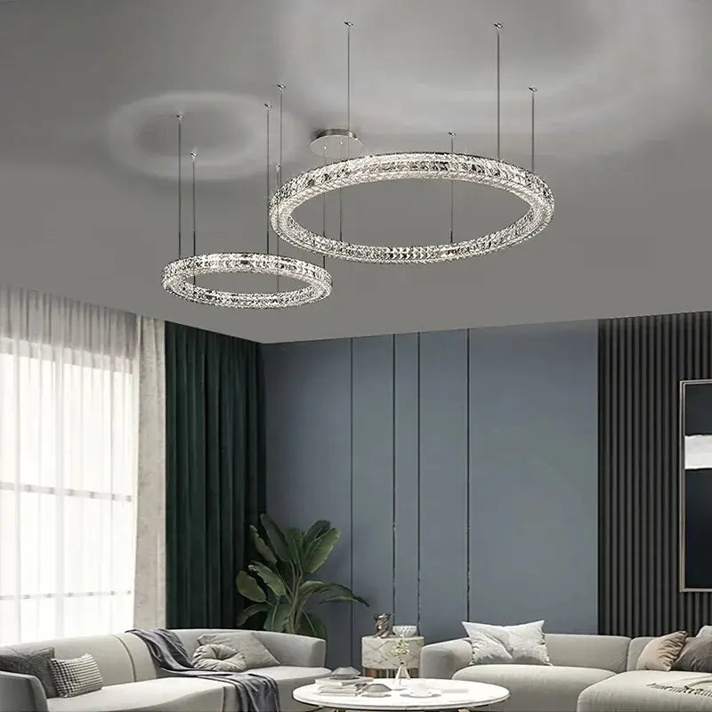 Modern three tiered crystal led chandelier living room
