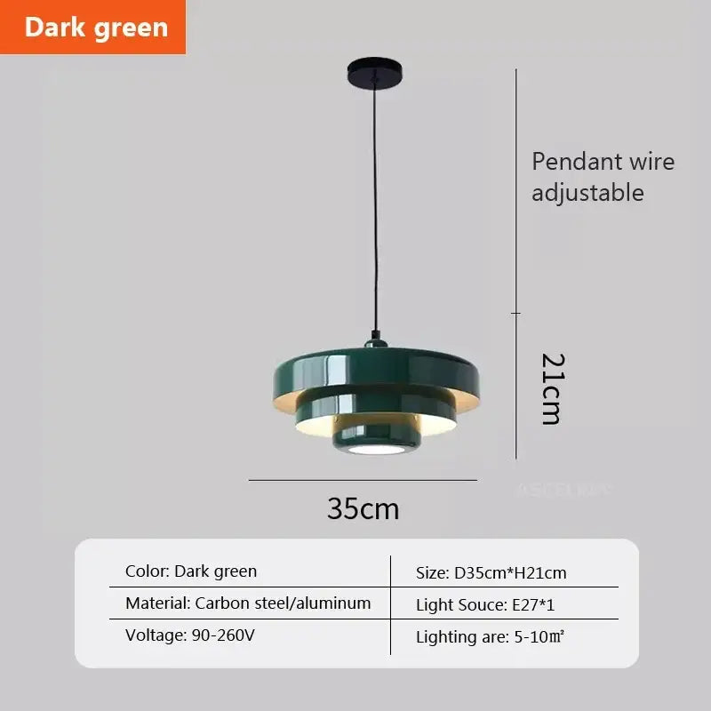 Modern tiered black & dark green pendant light for dining room