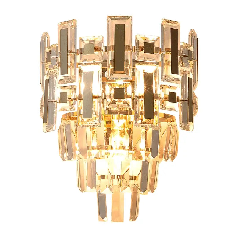Modern tiered clear and dark crystal wall lamp bedroom sconce