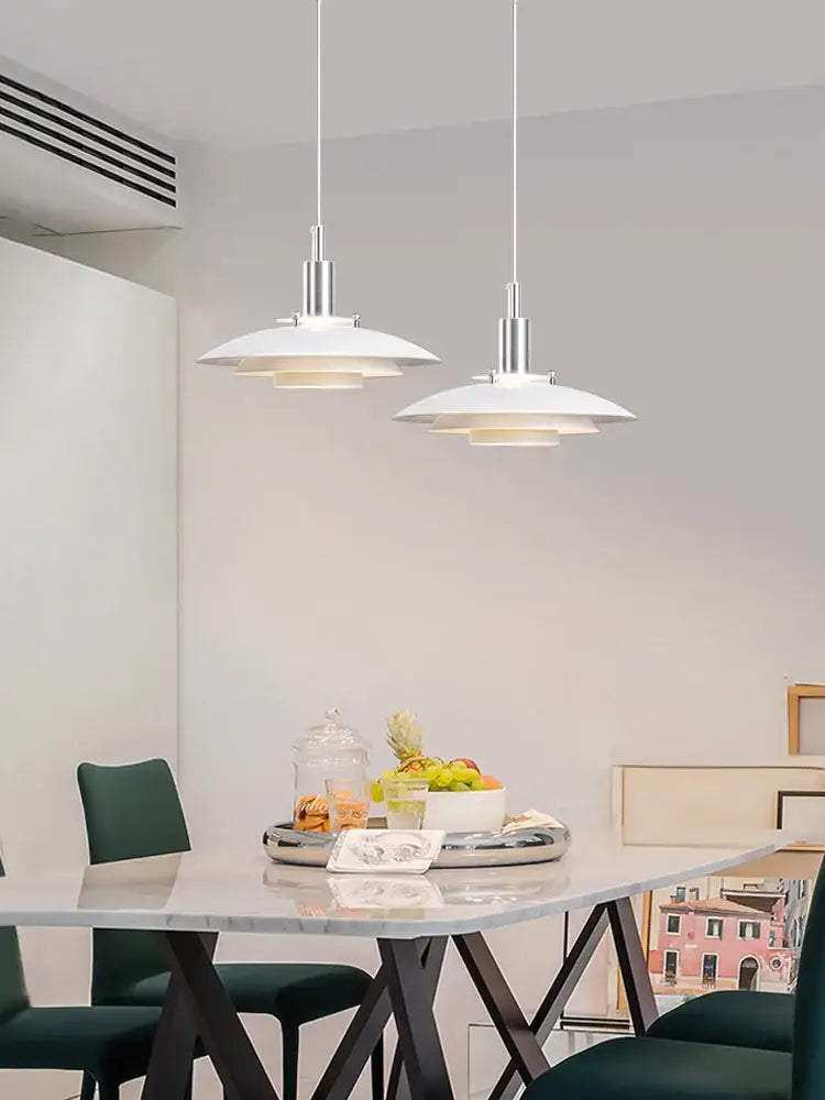 Modern tiered colorful metal hanging light dining room suspension lamp