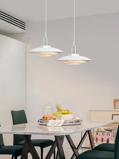 Modern tiered colorful metal hanging light dining room suspension lamp
